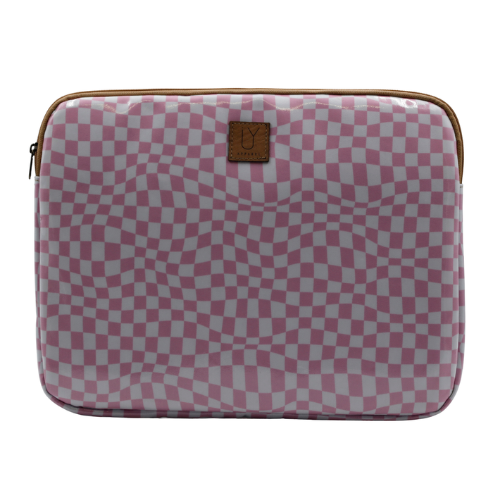 Laptop Sleeve Large - Warped Check Pink