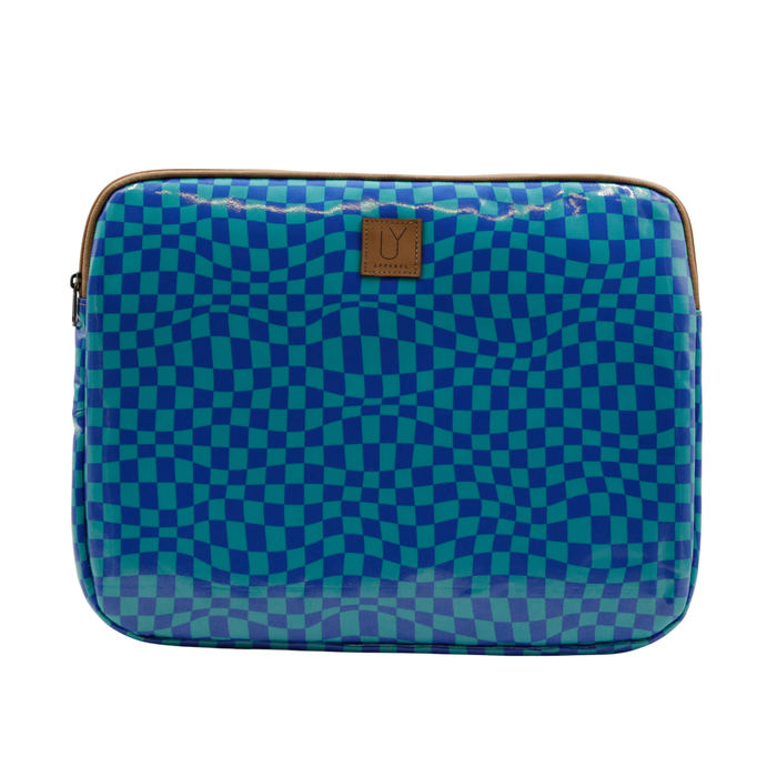 Laptop Sleeve Medium - Warped Check Aqua
