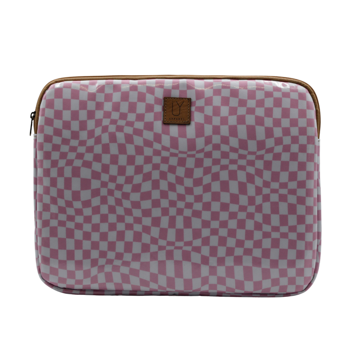 Laptop Sleeve Medium - Warped Check Pink