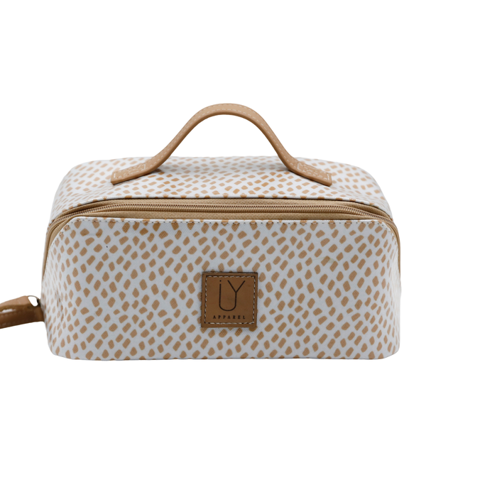 Large Cosmetic Bag - Scatter Gold on White