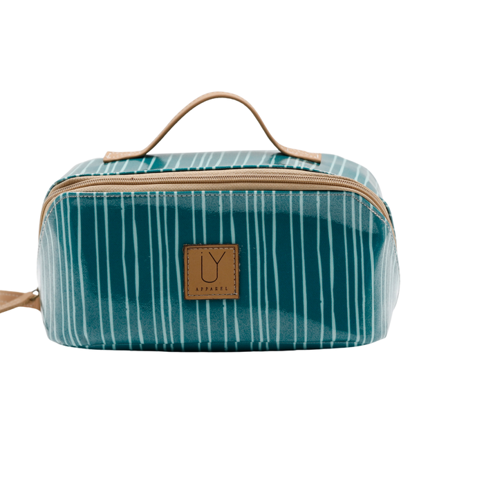 Large Cosmetic Bag - Stripe Green