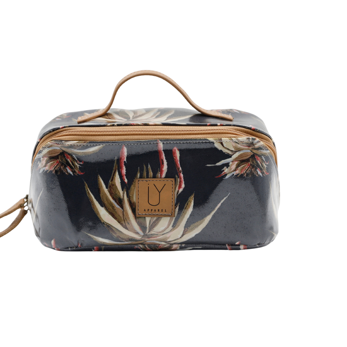 Large Cosmetic Bag - Navy Aloe