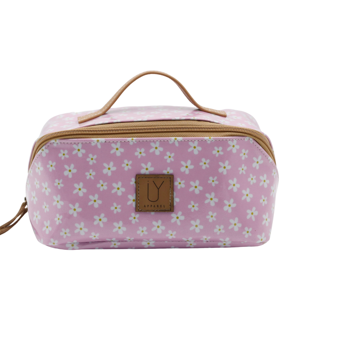 Large Cosmetic Bag - Pink Daisy