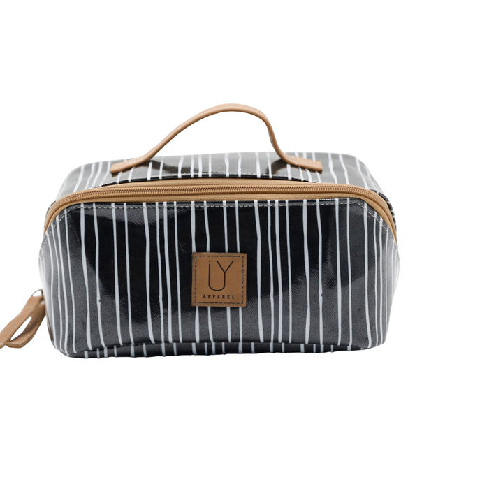 Large Cosmetic Bag - Stripe Black and White