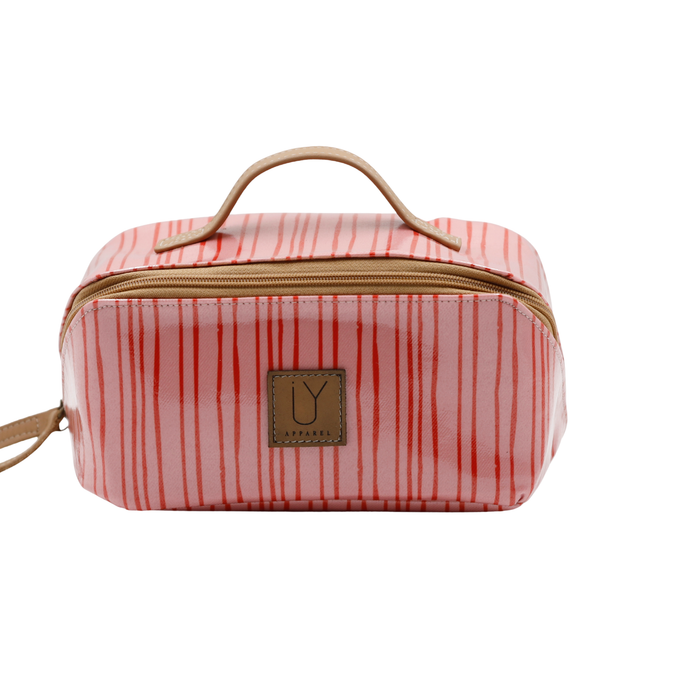 Large Cosmetic Bag - Stripes Pink
