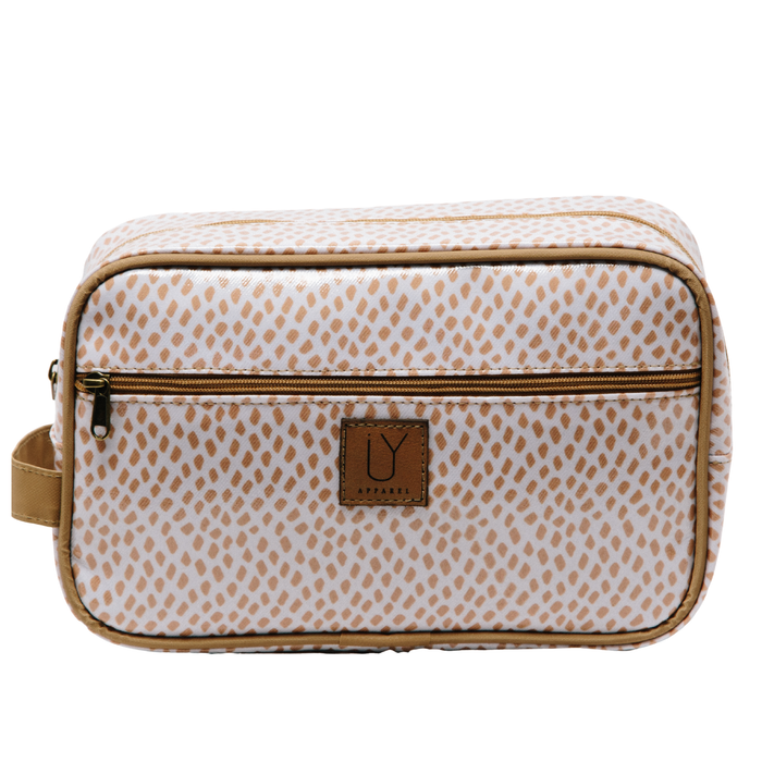 Large Toiletry Bag - Scatter Gold on White
