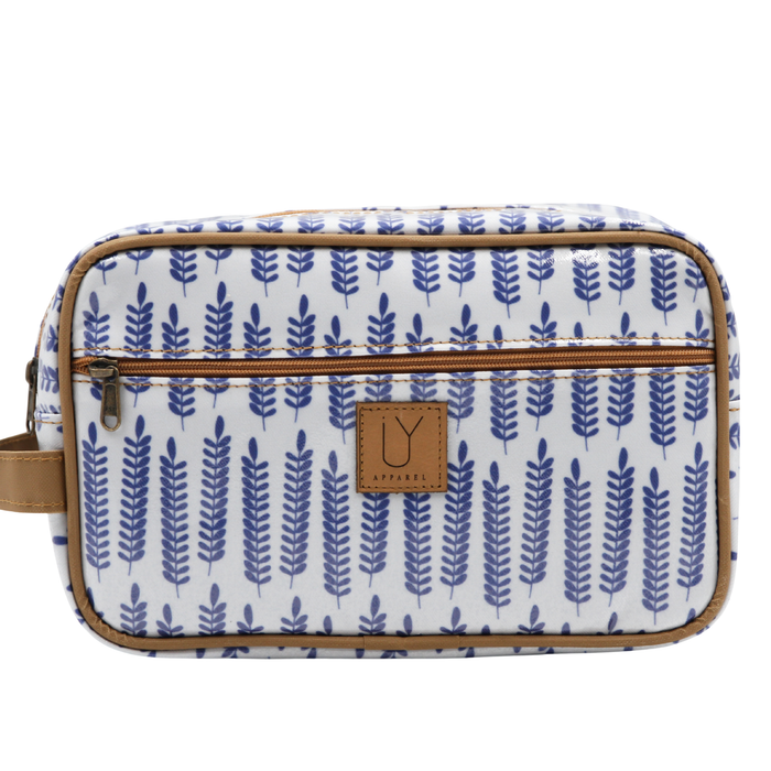 Large Toiletry Bag - Leaves Blue