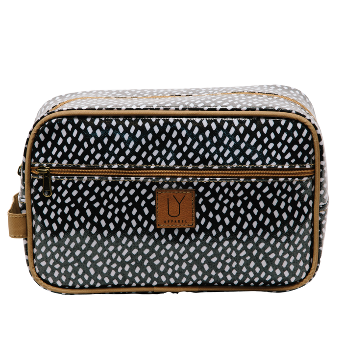 Large Toiletry Bag - Scatter White on Black