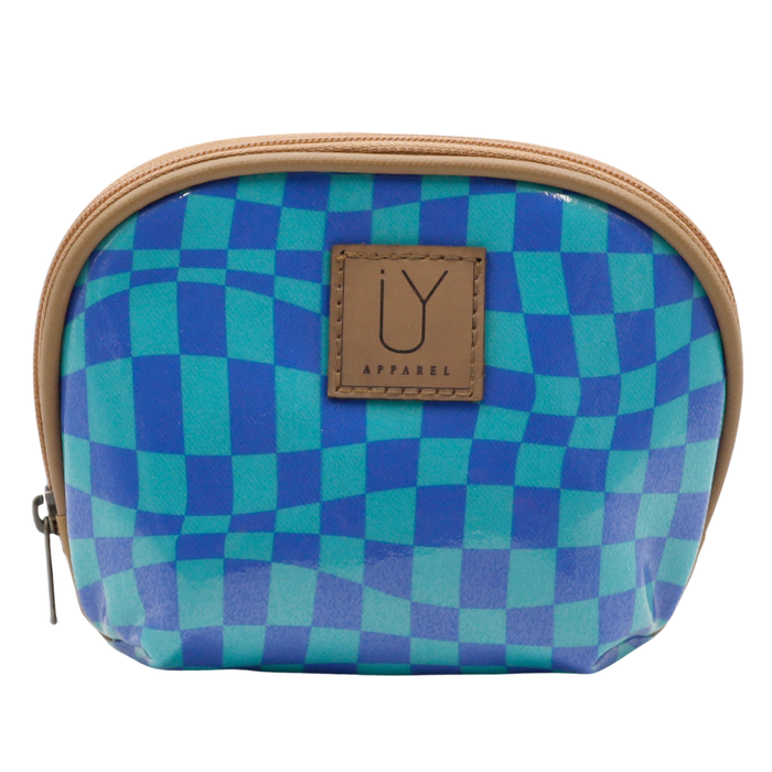 Make-up Pouch - Warped Check Aqua