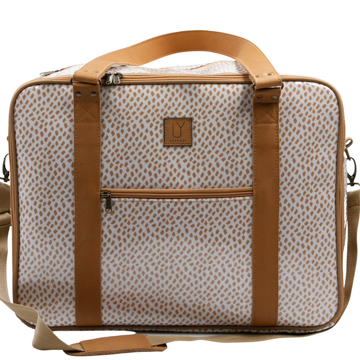 Overnight Bag with Leather Handles - Scatter Gold on White — IY