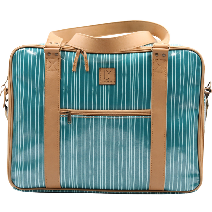 Overnight Bag with Leather Handles - Stripe Green