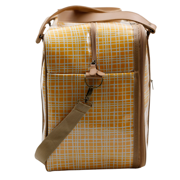 Overnight Bag with Leather Handles - Weave Yellow