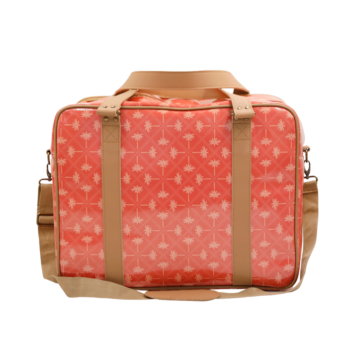 Overnight Bag with Leather Handles - Palm Tangerine