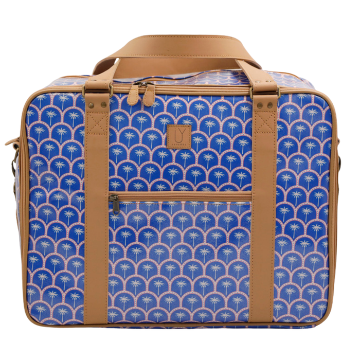 Overnight Bag with Leather Handles - Palm Blue
