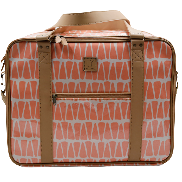 Overnight Bag with Leather Handles - Cracked Earth Coral