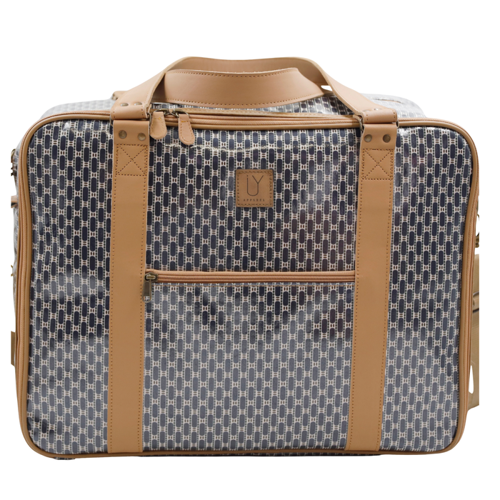 Overnight Bag with Leather Handles - African Tweed Green