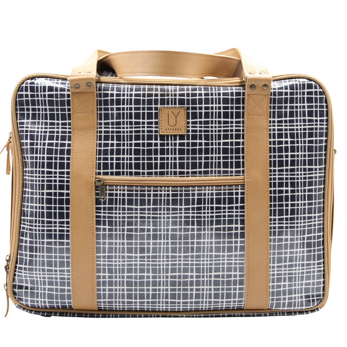 Overnight Bag with Leather Handles - Weave Black