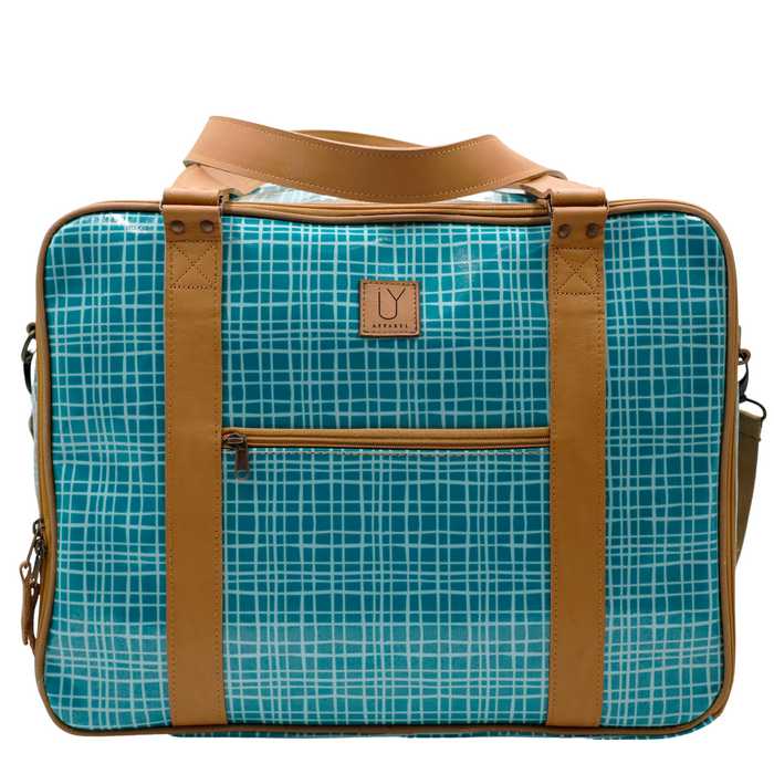 Overnight Bag with Leather Handles - Weave Green