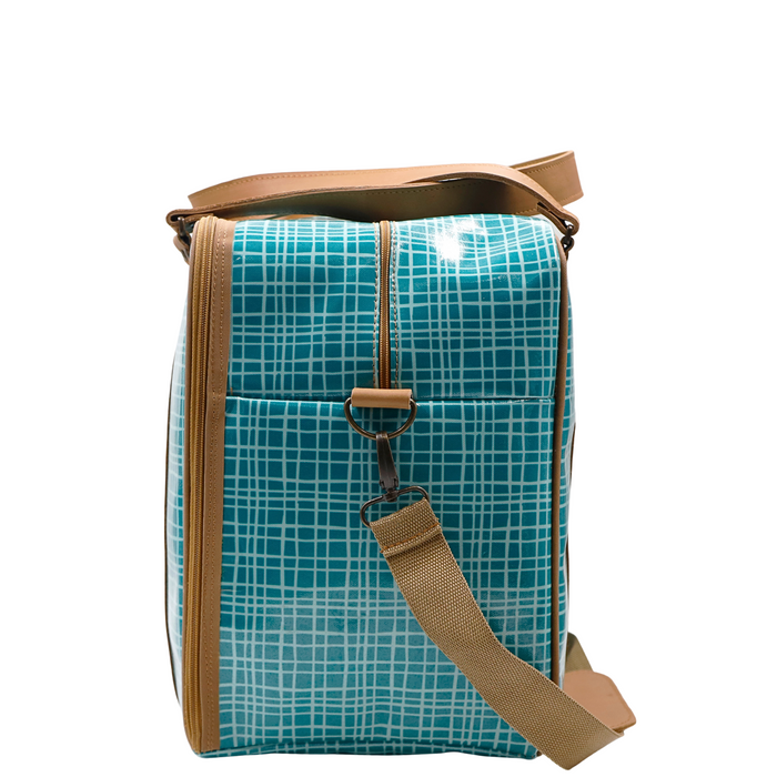 Overnight Bag with Leather Handles - Weave Green