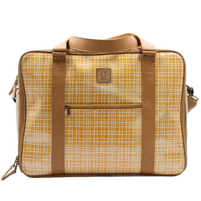 Overnight Bag with Leather Handles - Weave Yellow