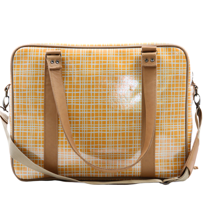 Overnight Bag with Leather Handles - Weave Yellow