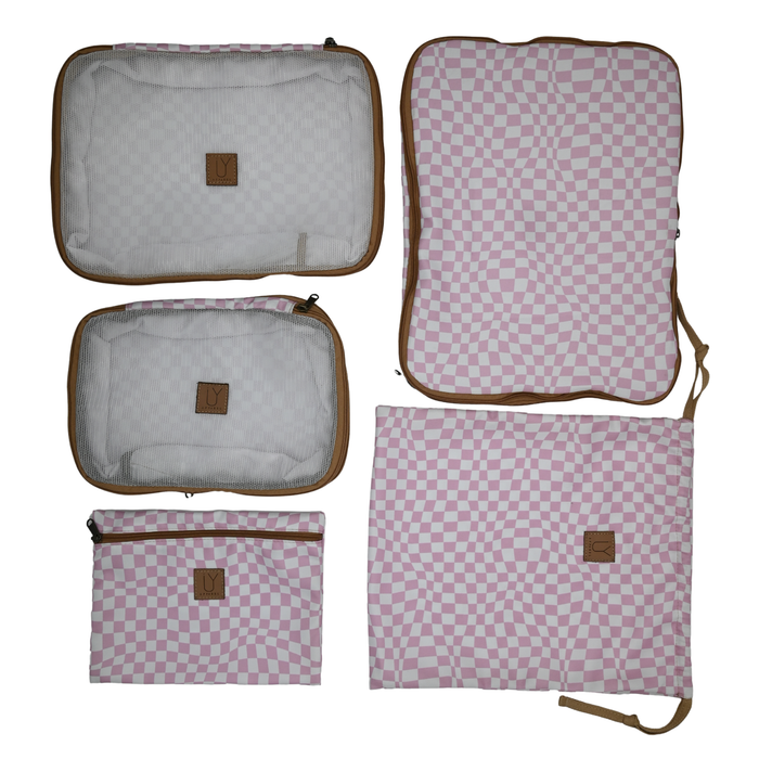 Compression Packing Pod Set - Warped Check Pink