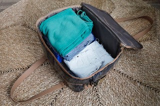 Overnight Bag with Leather Handles - Warped Check Pink