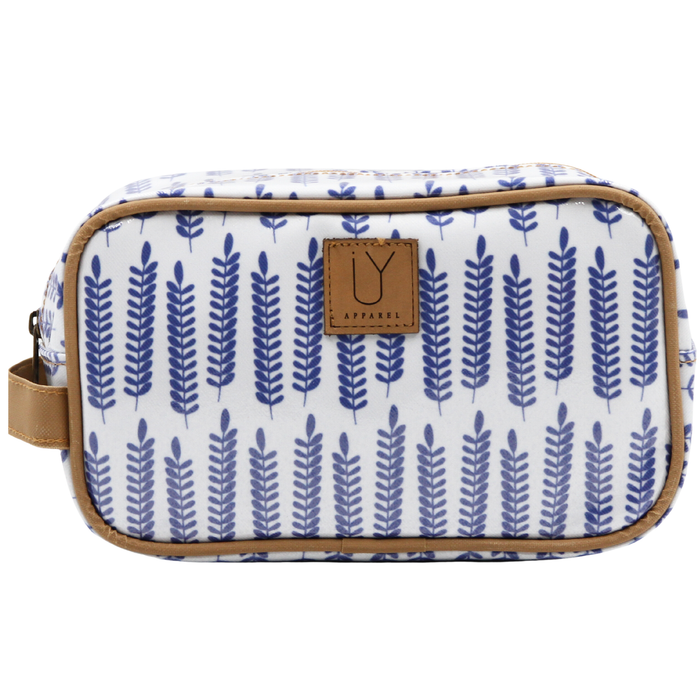 Small Toiletry Bag - Leaves Blue