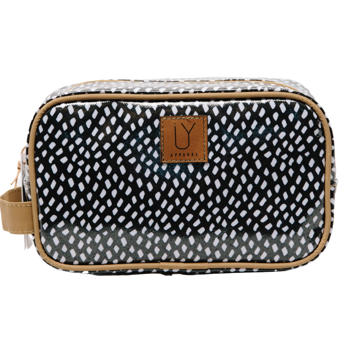 Small Toiletry Bag - Scatter White on Black