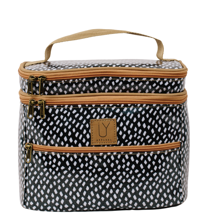 Stand Up Toiletry Bag - Scatter White on Black