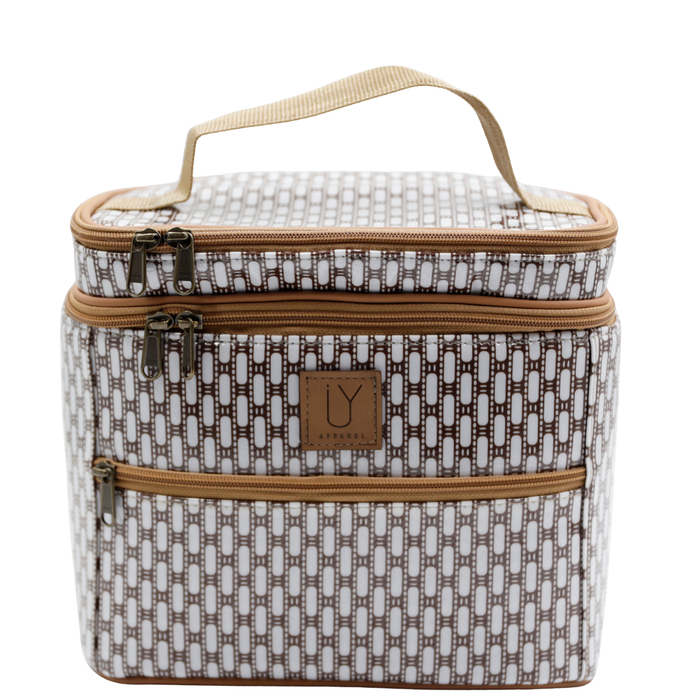 Stand Up Toiletry Bag - African Tweed White
