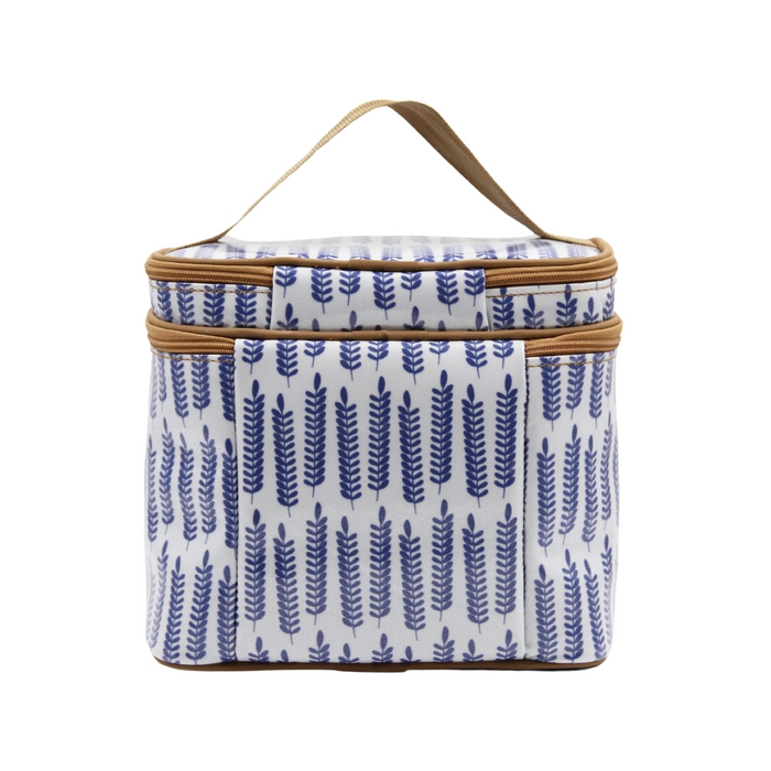 Stand Up Toiletry Bag - Leaves Blue