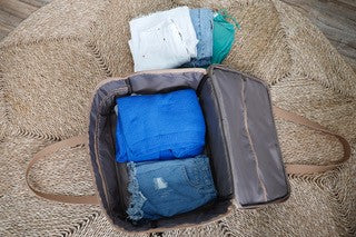 Overnight Bag with Leather Handles - Warped Check Pink