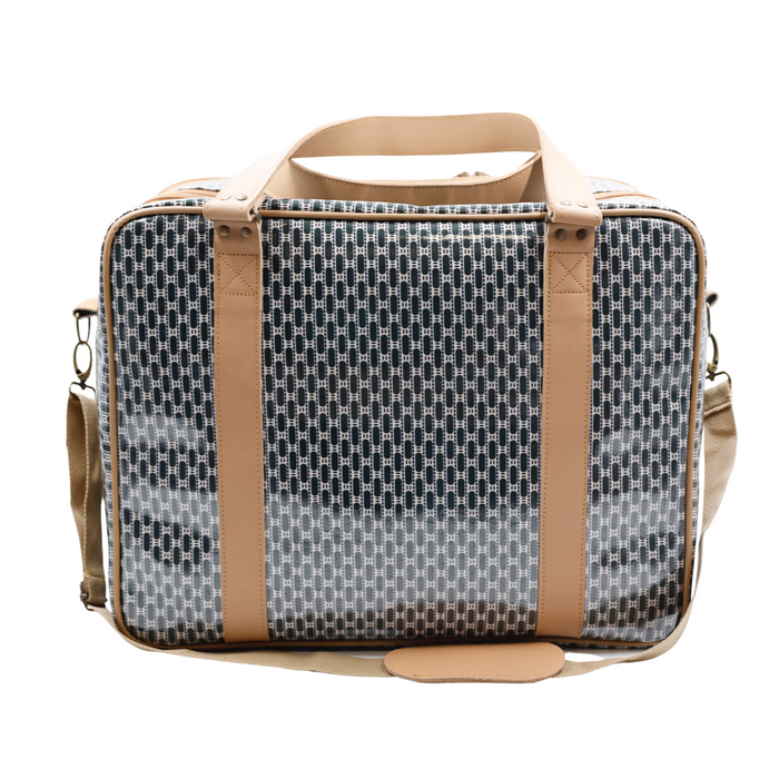 Overnight Bag with Leather Handles - African Tweed Green