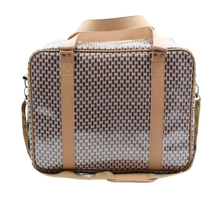 Overnight Bag with Leather Handles - African Tweed Brown