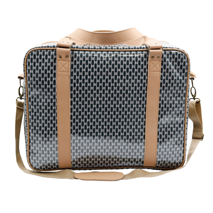 Overnight Bag with Leather Handles - African Tweed Navy