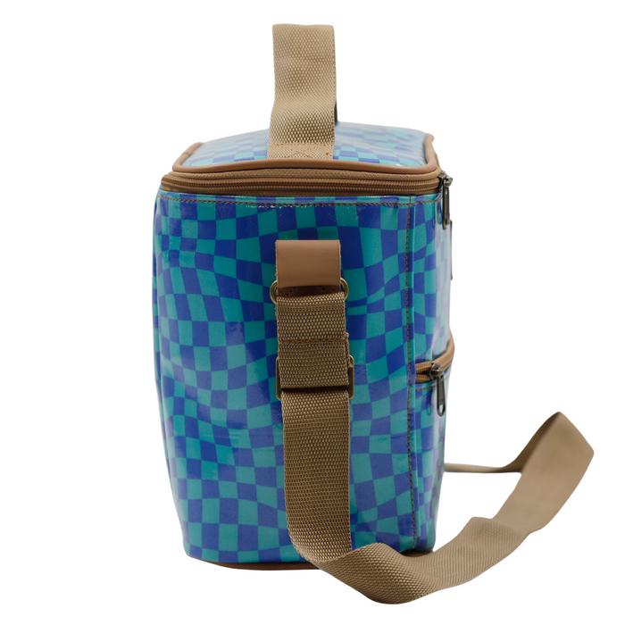 Lunch Cooler - Warped Check Aqua