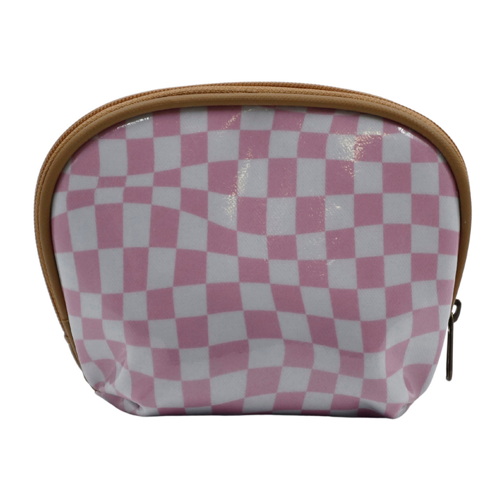 Make-up Pouch - Warped Check Pink