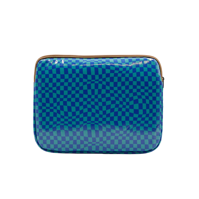 Laptop Sleeve Medium - Warped Check Aqua