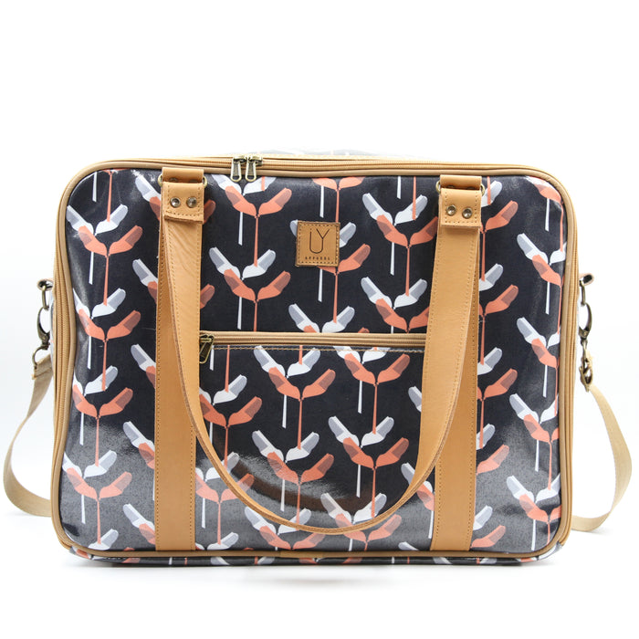Overnight Bag with Leather Handles - Banana Leaf Coral