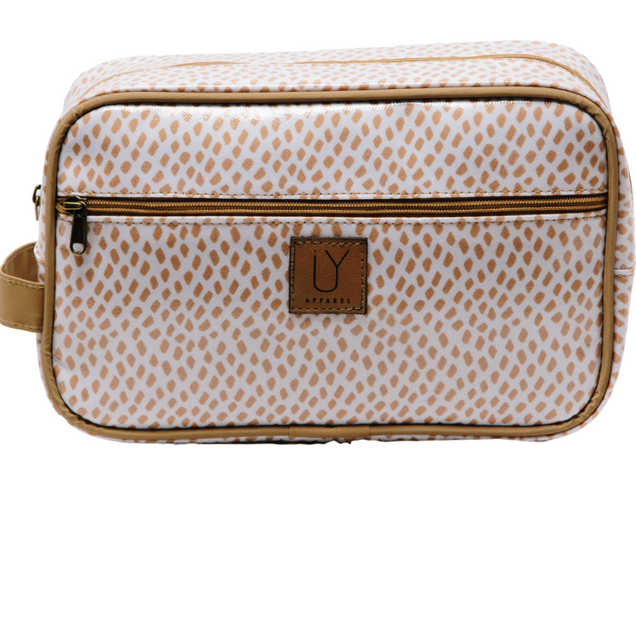 Large Toiletry Bag - Scatter Gold on White