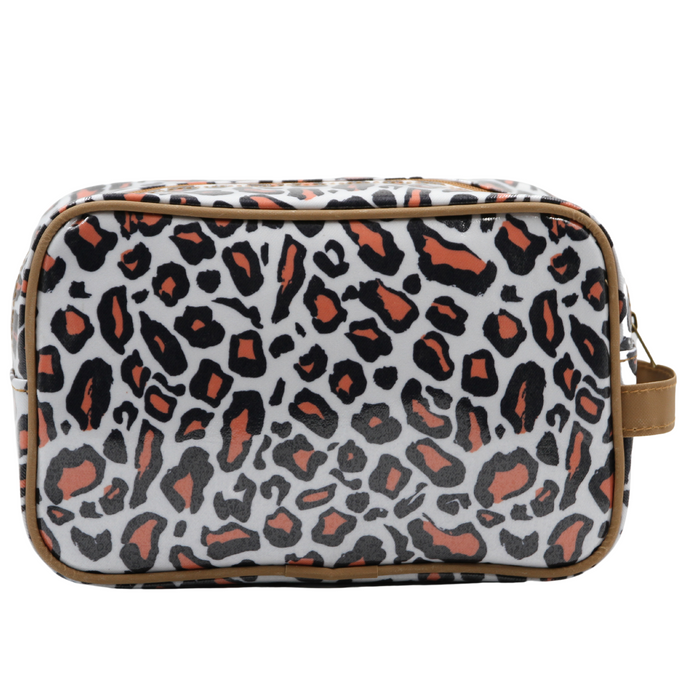 Large Toiletry Bag - Leopard Coral