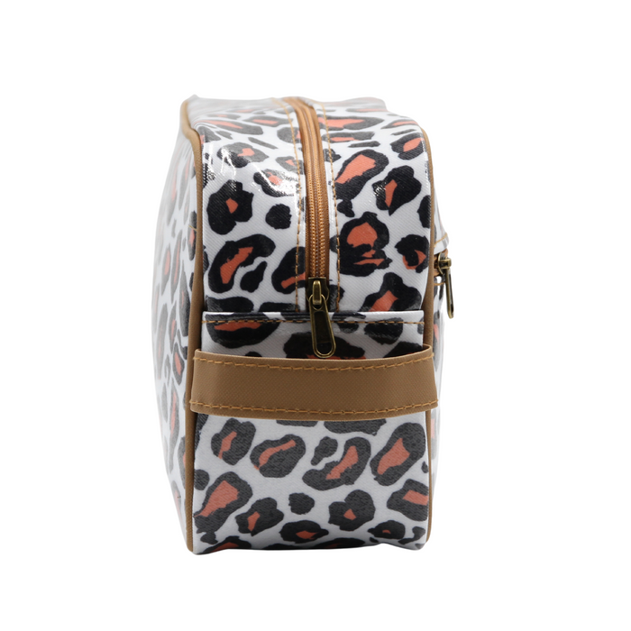 Large Toiletry Bag - Leopard Coral