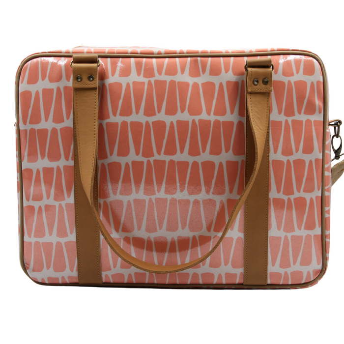 Overnight Bag with Leather Handles - Cracked Earth Coral