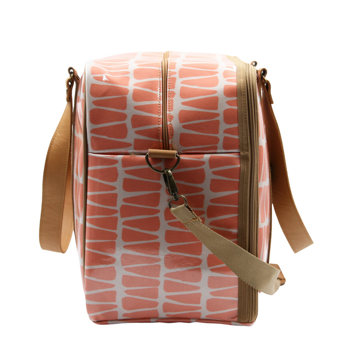 Overnight Bag with Leather Handles - Cracked Earth Coral