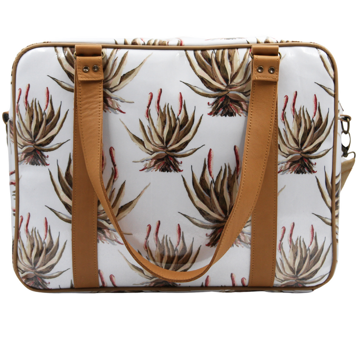 Overnight Bag with Leather Handles - White Aloe