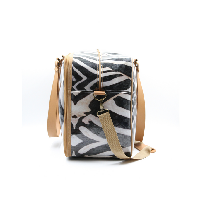 Overnight Bag with Leather Handles - Zebra