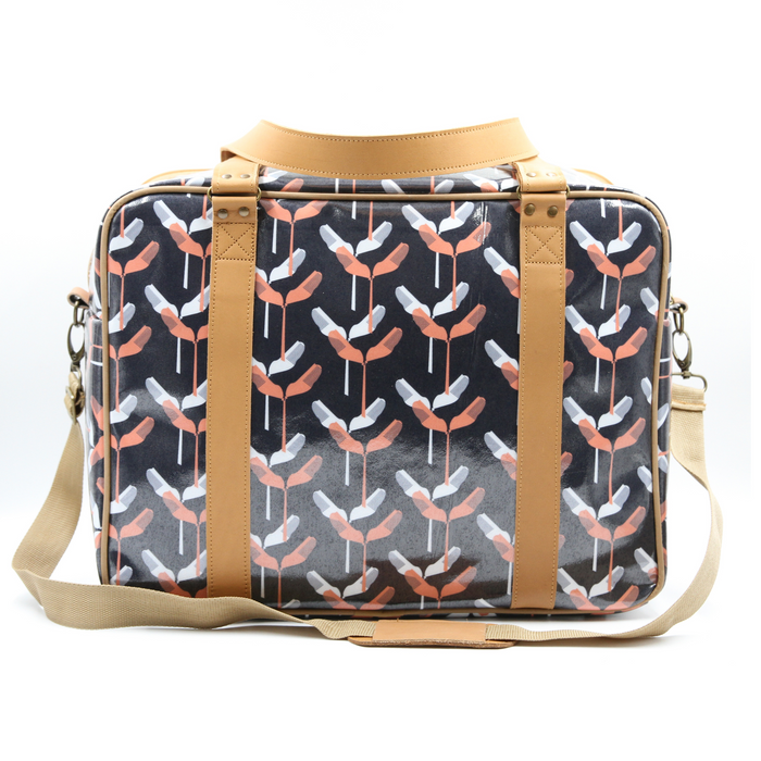 Overnight Bag with Leather Handles - Banana Leaf Coral