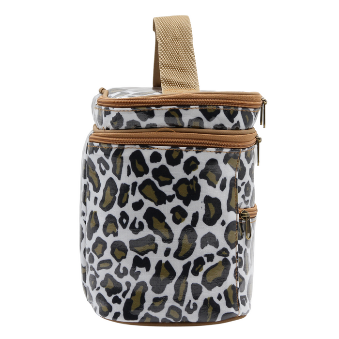 Stand Up Toiletry Bag - Leopard Khaki