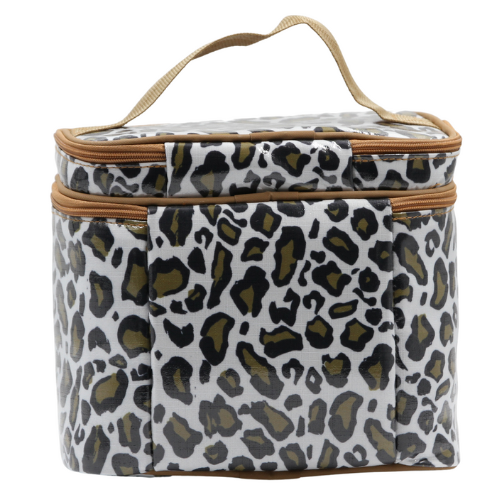 Stand Up Toiletry Bag - Leopard Khaki